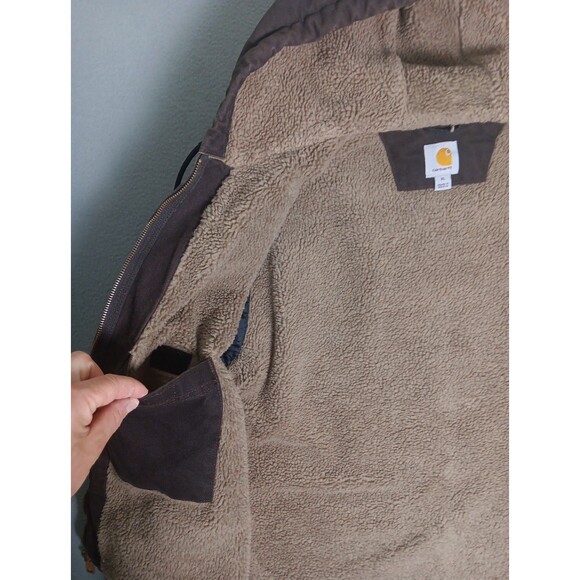 Carhartt Sierra Jacket Sherpa Lined J141 DKB Dark Brown Hood Men’s XL - Picture 7 of 16